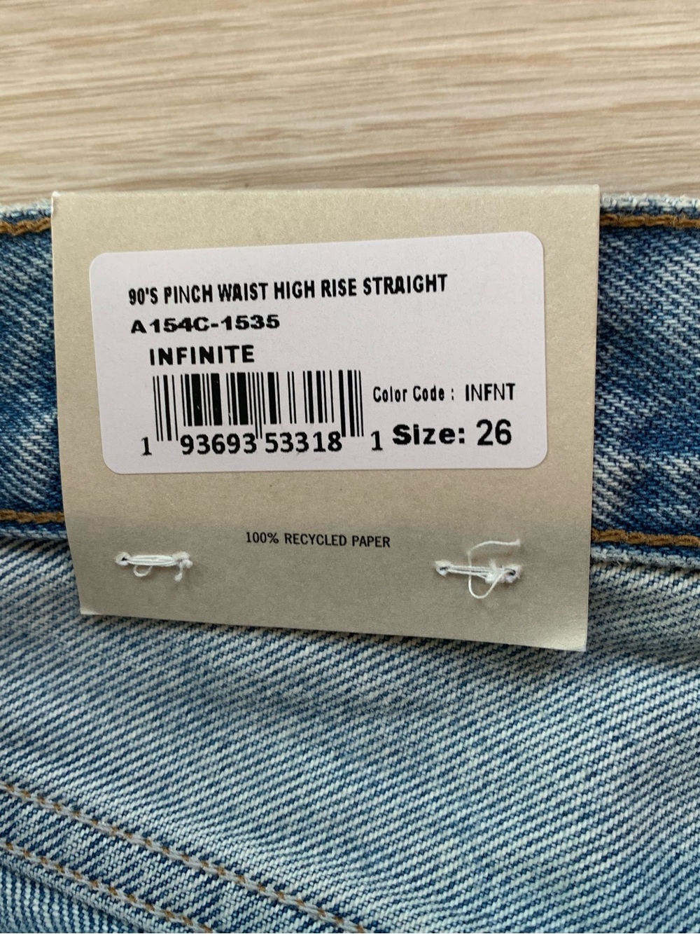 Agolde 90's Pinch Waist High Rise Straight Jean Light Blue Wash NWT Size 26 - Picture 6 of 9